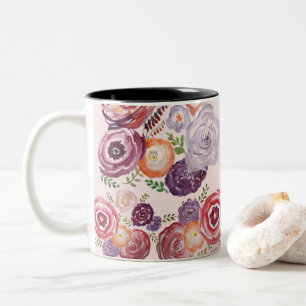 Wildblume Blume Malerei rosa Zwei-Tonen-Kaffee Zweifarbige Tasse