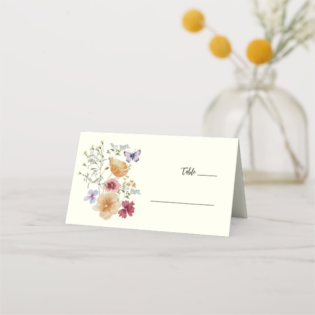Wildblume Blumen Hochzeit Platzkarte (Vorderseite)