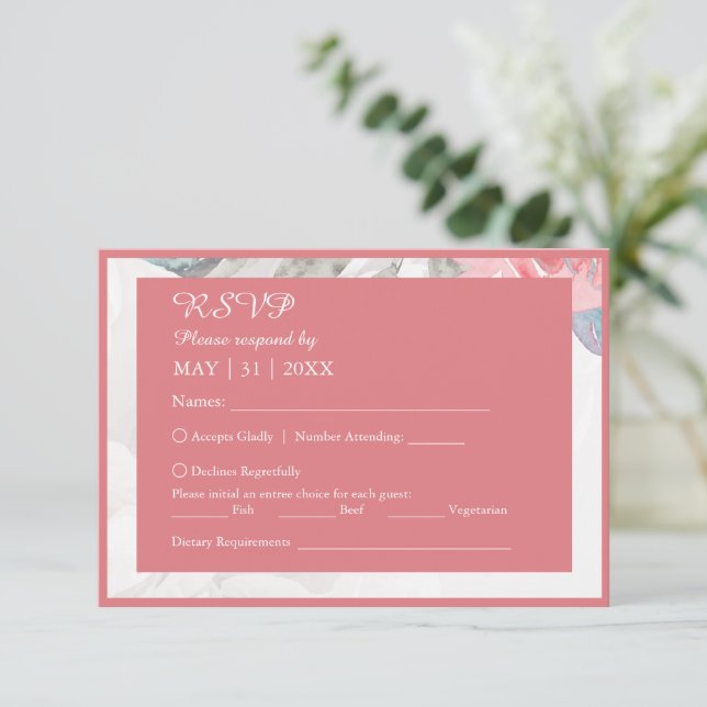 Wildblume Blumen Rose Hochzeit RSVP Karte (Stehend Vorderseite)