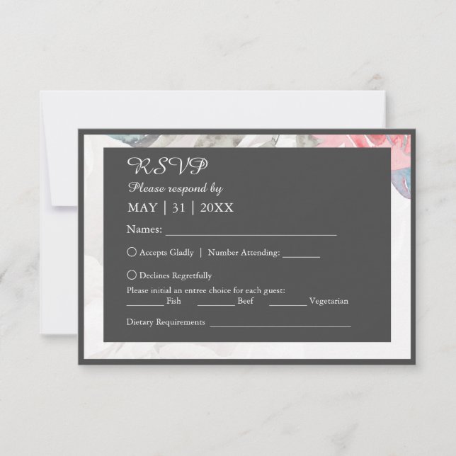 Wildblume Blumen Rose Hochzeit RSVP Karte (Vorderseite)
