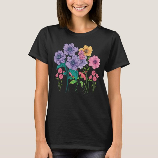Wildblume Blumen Schöne Gartenanlage Blume Blüten T-Shirt (Vorderseite)