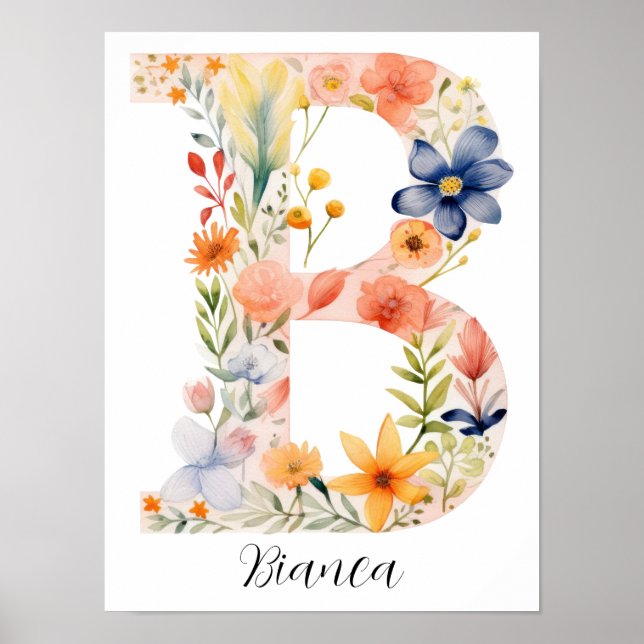 Wildblume Blumenanfang Buchstabe B drucken Poster (Vorne)