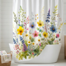Wildblume Blumenbadewanne Duschvorhang