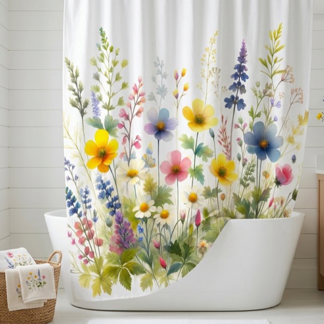 Wildblume Blumenbadewanne Duschvorhang (Transform your bathroom into a  meadow with this vibrant, vintage-inspired wildflower shower curtain)