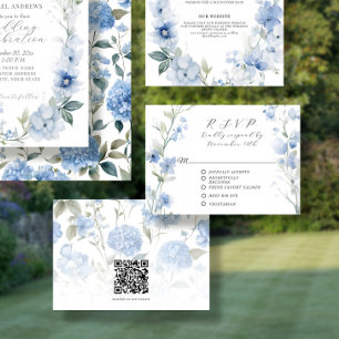 Wildblume Blumenblau und Weiß Elegante Hochzeit RSVP Karte