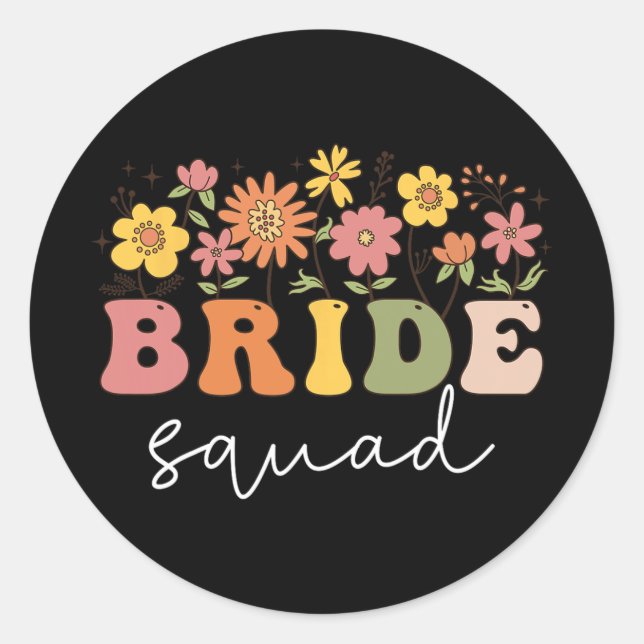 Wildblume Blumenbride Wedding Bachelorette Runder Aufkleber (Vorderseite)