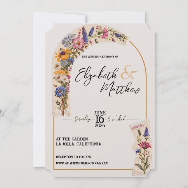 Wildblume Blumengarten Hochzeit Einladung (Vorderseite)