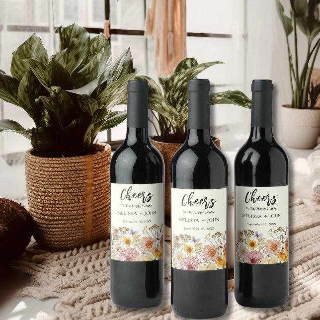 Wildblume Blumenjubeln Hochzeitsweinlabel Weinetikett (Von Creator hochgeladen)