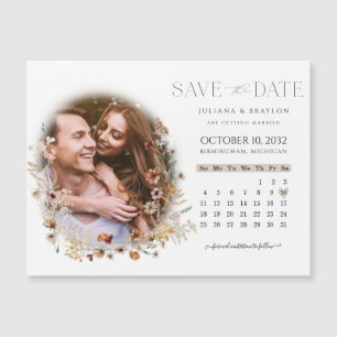 Wildblume Blumenkalender & Foto Save the Date Magnetkarte