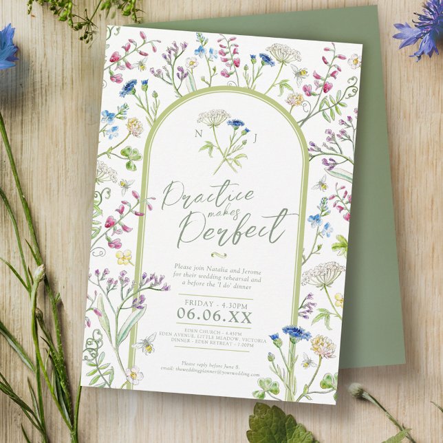 Wildblume Blumenkohle Kunst Hochzeit Probe Einladung (Von Creator hochgeladen)