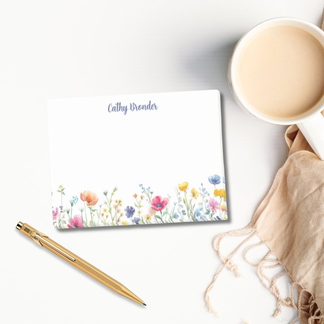 Wildblume Blumenmarkt Personalisierter Name Statio Post-it Klebezettel (Wildflower Floral Personalized Name Stationery Post-it Notes )