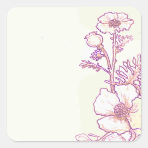 Wildblume Blumenmohn Blume Sketch Stickers