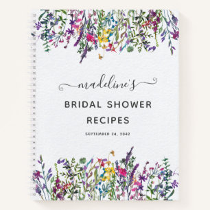 Wildblume Blumenmuster Brautparty Rezept Notebook Notizbuch