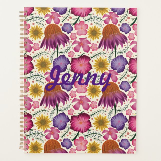 Wildblume Blumenmuster Personalisiert Planer (Vorderseite)