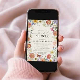 Wildblume-Blumenrahmen-Brautparty Einladung