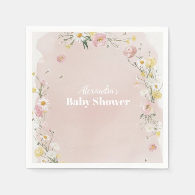 Wildblume Blumenrahmen Serviette (Vorderseite)