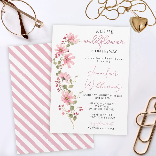 Wildblume Blumenrosa Wasserfarben Kindermädchen Du Einladung (Von Creator hochgeladen)