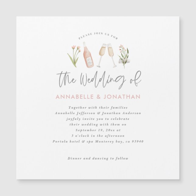 Wildblume Blumensekt Moderne Drehbuch verkünden Magnetkarte (Vorderseite)