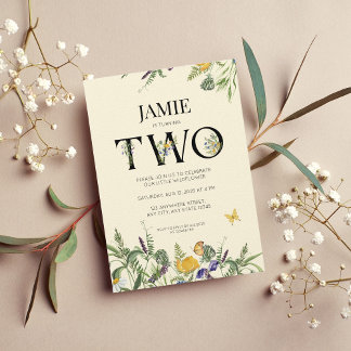 Wildblume Boho 2. Geburtstagsmädchen Einladung