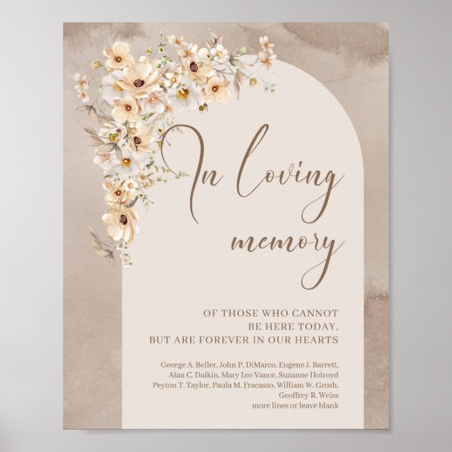 Wildblume boho arch minimalistisch In Love Memory Poster (Vorne)