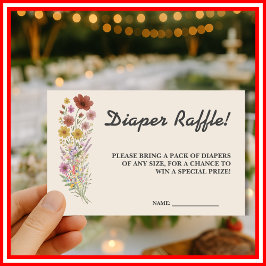 Wildblume Boho Baby Showdusche DIAPER RAFFLE Begleitkarte