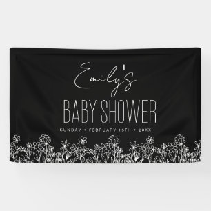 Wildblume Boho Baby Shower Black Elegant Banner