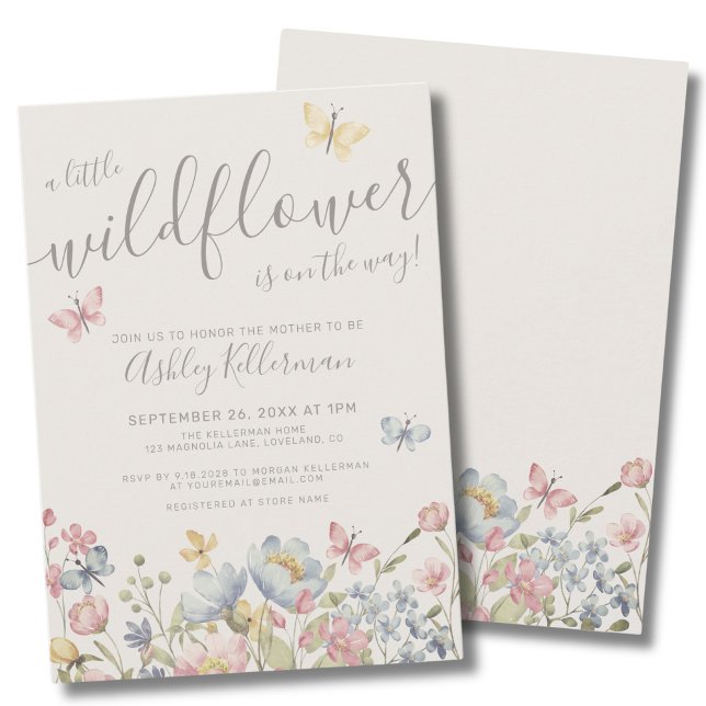 Wildblume Boho Babydusche Einladung (Wildflower Boho Baby Shower Invitation)