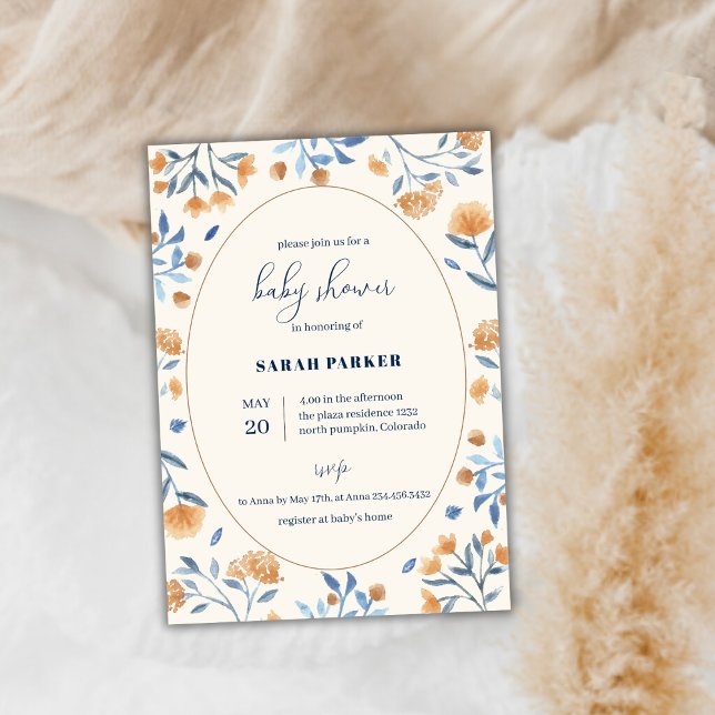 Wildblume Boho Babydusche Einladung (Watercolor Wildflower Boho Baby Shower Invitation)