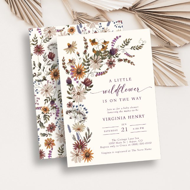 Wildblume Boho Babydusche Einladung (Wildflower Boho Baby Shower Invitation
)
