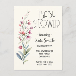 Wildblume Boho Babydusche Einladungspostkarte