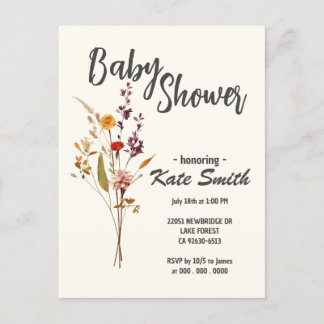 Wildblume Boho Babydusche Einladungspostkarte