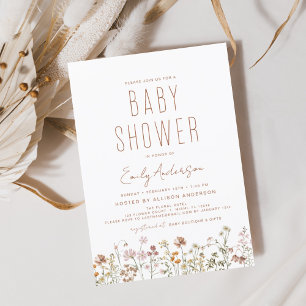 Wildblume Boho Babydusche Elegant Moderne Einladung
