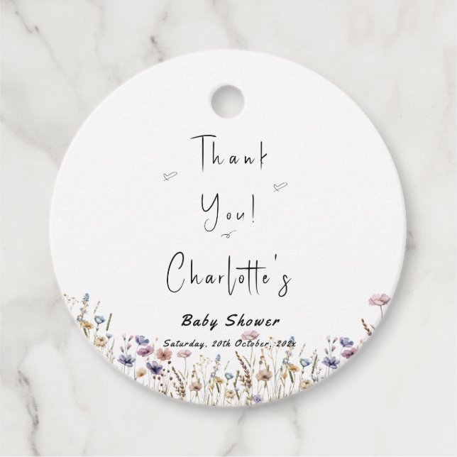 Wildblume Boho Babydusche Geschenkanhänger (Vorderseite)