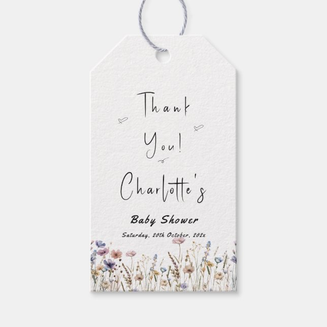 Wildblume Boho Babydusche Geschenkanhänger (Vorderseite)