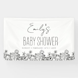 Wildblume Boho Babydusche Moderne Elegant Banner