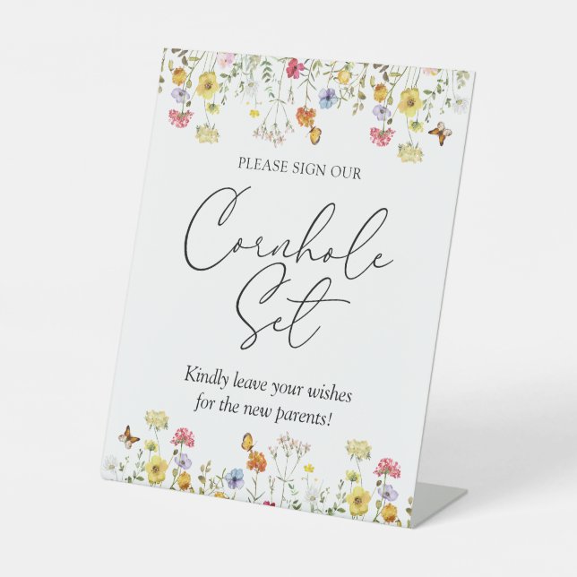 Wildblume Boho Babyduschtenschale Kornloch Schild (Vorderseite)