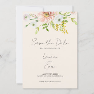 Wildblume Boho Beige Botanische Save the Date Einladung