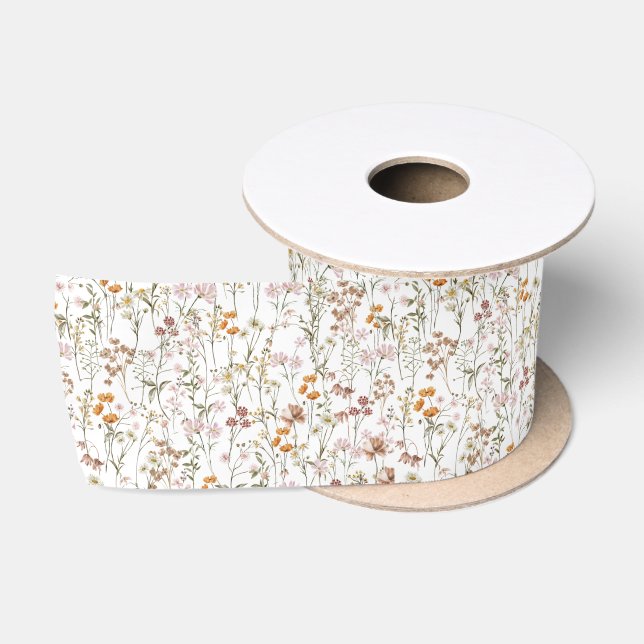 Wildblume Boho Bloom Garden White Satinband (Spule)