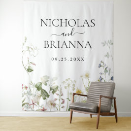 Wildblume Boho Blumengarten Hochzeit Wandteppich