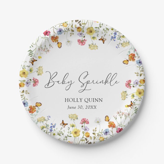 Wildblume Boho Botanical Baby Sprinkle Pappteller (Vorderseite)