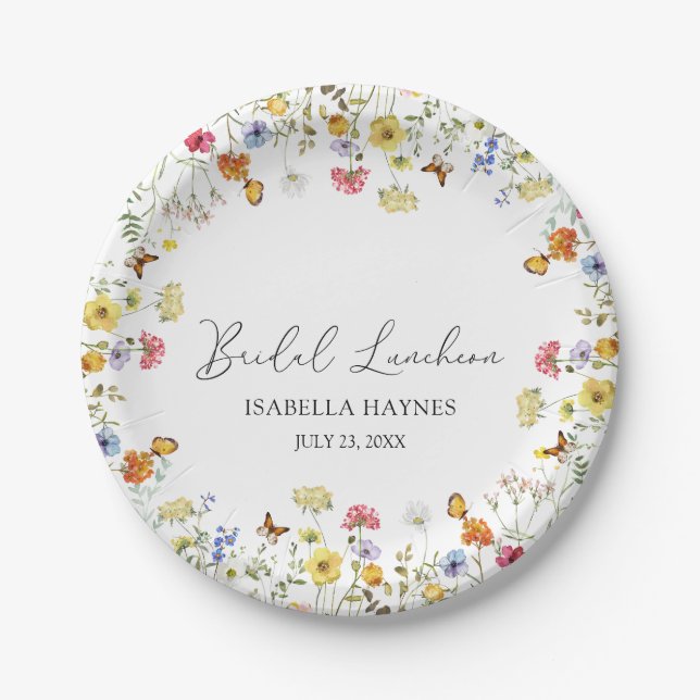 Wildblume Boho Botanical Bridal Luncheon Dusche Pappteller (Vorderseite)