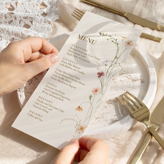 Wildblume Boho | Botanisches Menü Menükarte (Von Creator hochgeladen)