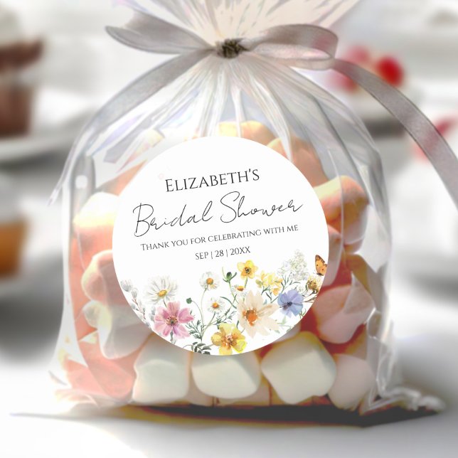 Wildblume Boho Brautparty danke Runder Aufkleber (Von Creator hochgeladen)