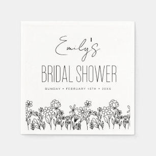 Wildblume Boho Brautparty Florenz Kunst, Dichtung Serviette