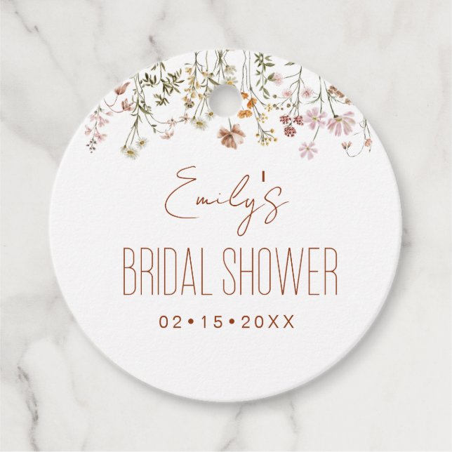 Wildblume Boho Brautparty im Blumengarten Geschenkanhänger (Vorderseite)