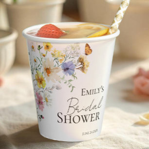 Wildblume Boho Brautparty Pappbecher