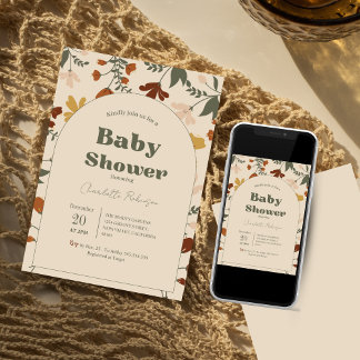 Wildblume Boho Chic Baby Dusche Einladungen