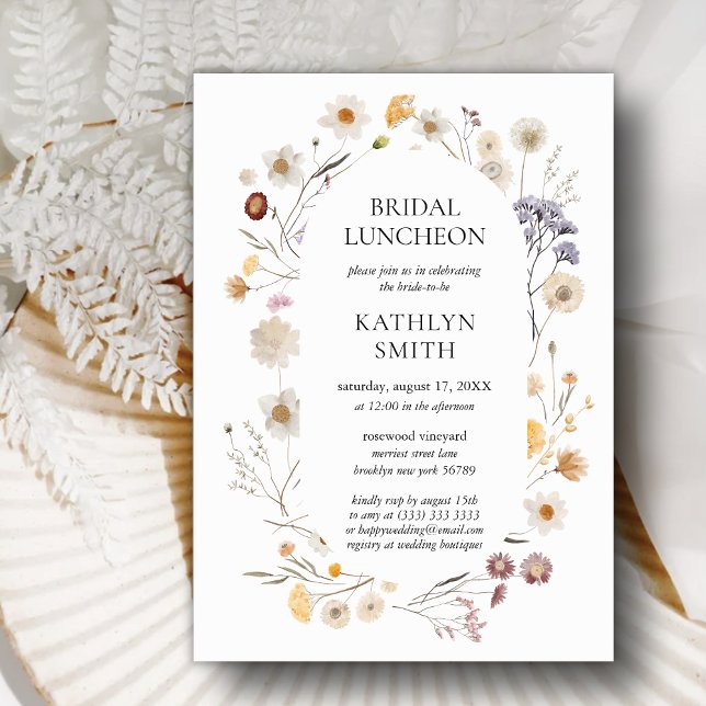 Wildblume Boho Chic Modern Floral Bridal Luncheon Einladung (Von Creator hochgeladen)