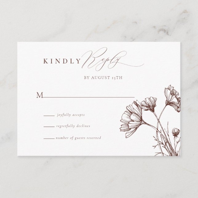 Wildblume Boho Chic Wedding RSVP Begleitkarte (Vorderseite)