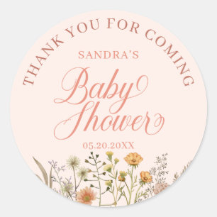 Wildblume Boho Danke Baby Dusche Runder Aufkleber